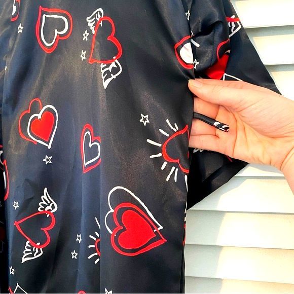 Vintage Dentelle Y2K Valentines Day Heart Love Dressing Robe size Medium - Picture 4 of 9
